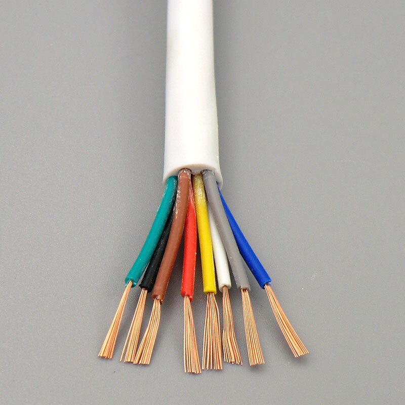 Hvid ledning blød kappe kabel 2,3,4,5,6 kerne 0.12,0.2, 0.3 mm² 27,24,22,20 awg signal linje ekstrudering producere iltfrit kobber 10m: 8 kerner / 0.2 mm 2(24 awg)