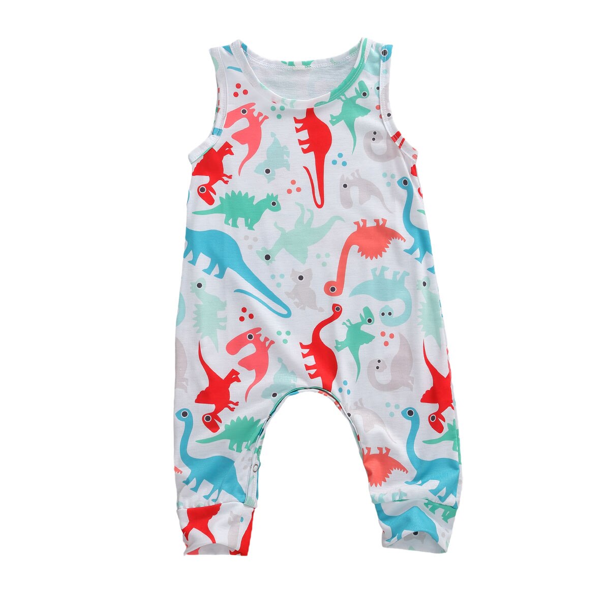 Neonati maschi dinosauro Stampato Tuta di Modo Senza Maniche Collo Rotondo Maglione di Un Pezzo corti
