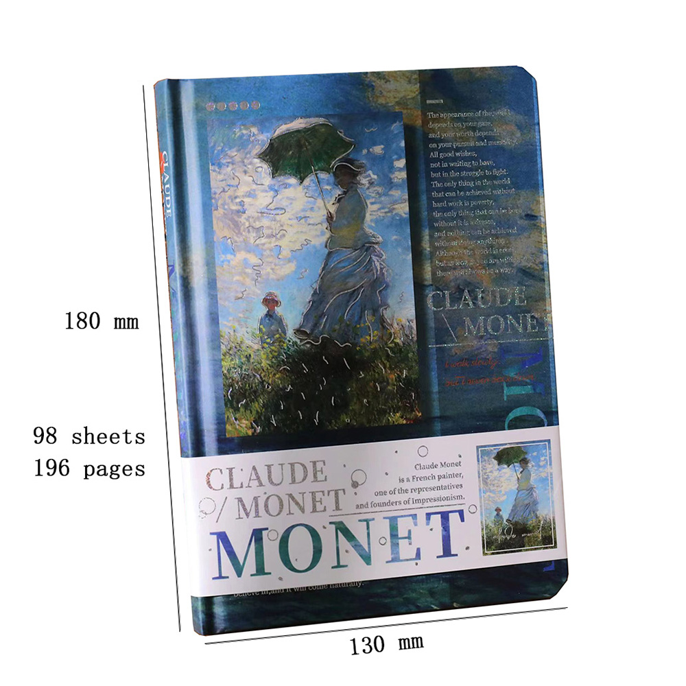Van Gogh / Monet Oil Painting Series Notebook Color Page Illustration Hardcover Beautiful Diary Student Notepad