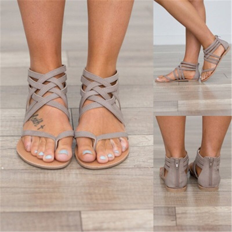 WoMen Sandals Nice Pop Summer Cross Strap Sandlas Women Flats Shoes European Rome Style Sandalias For Ladies