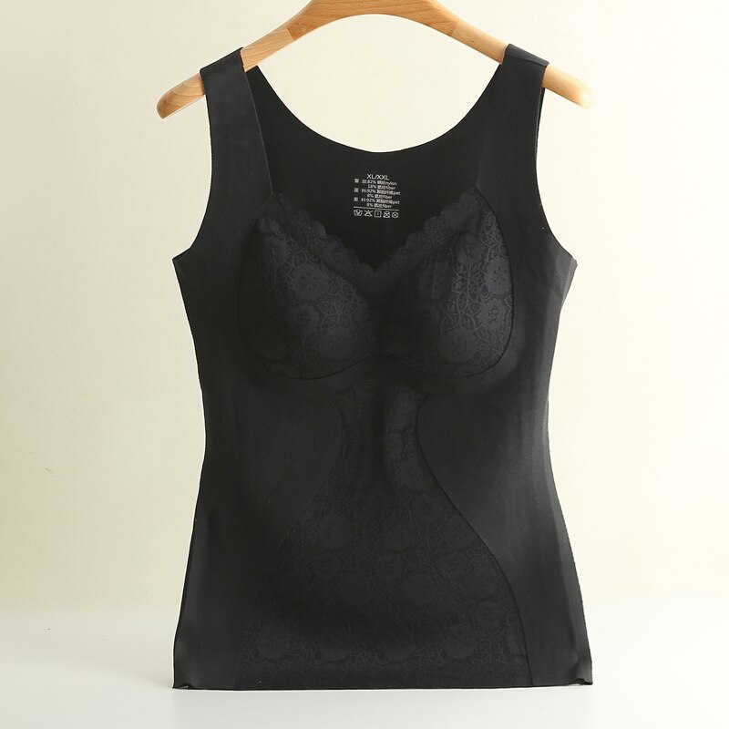 Thermal Underwear Women Fall/winter Wear With Chest Pad Lace Wide-shoulder Vest &amp; Polyester Fiber Velvet Heating &amp; Warm Vest: A / M I L