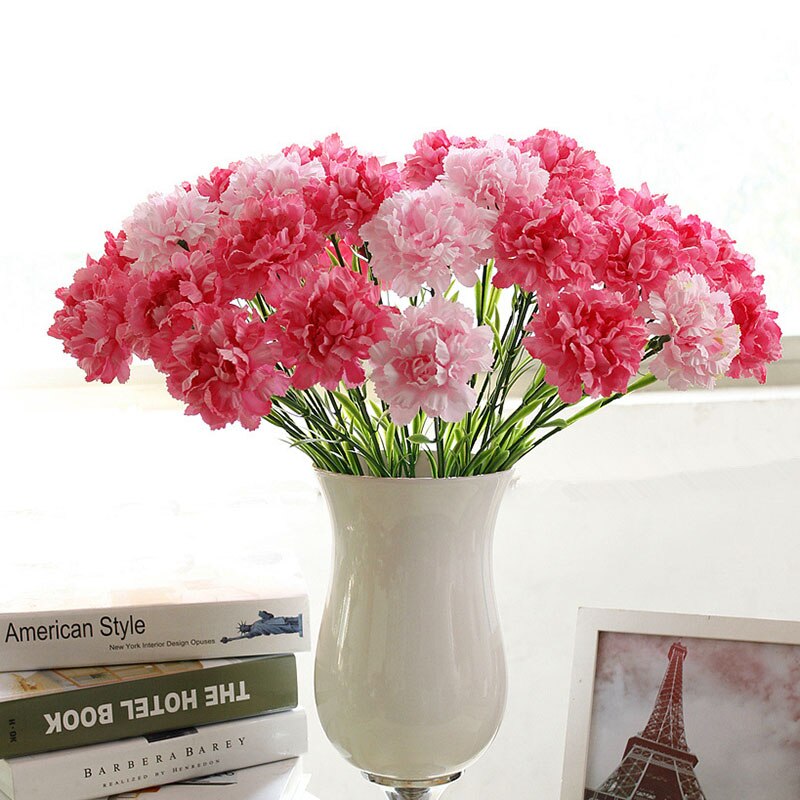 5pcs of silk Carnation 50cm Artificial flowers bouquet for mother&#39;s valentine birthday party garden room decor