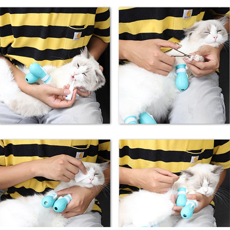 Calcetines de baño de silicona para gatos, antiarañazos, accesorios para mascotas, suministros para perros