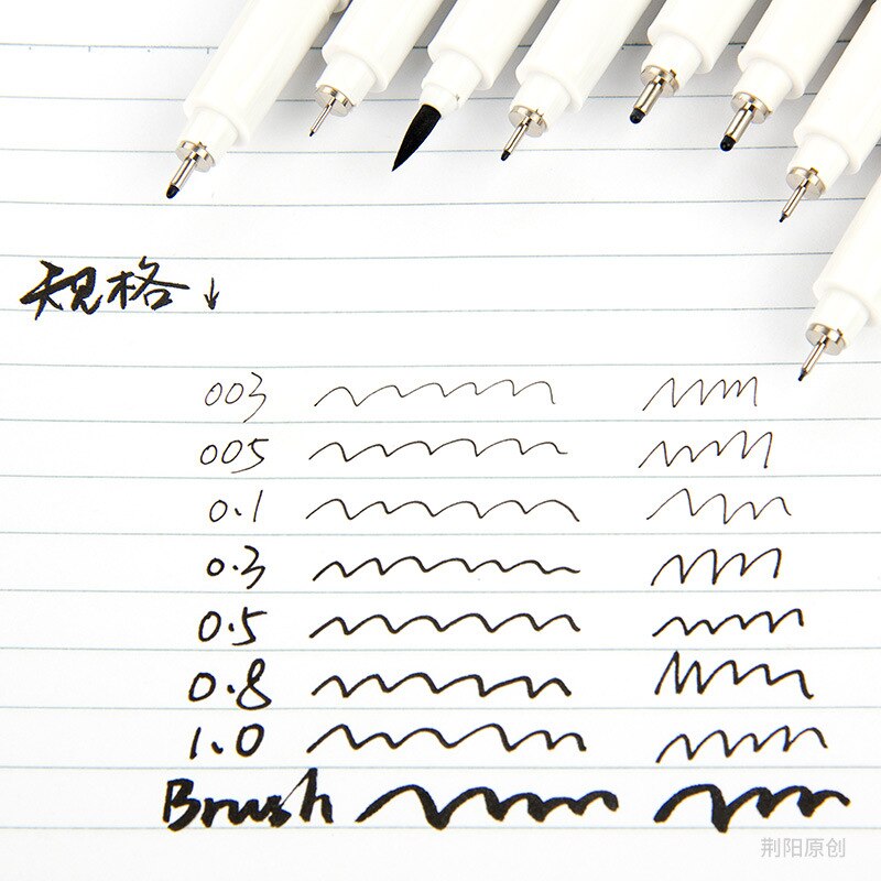8pcs/set Pigma Micron Graphic pen fine line pen Brush fine point Mapping Art Markers Painting