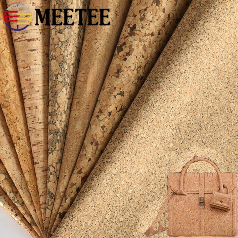 Meetee 90X137cm sacs de bricolage en tissu cuir liège naturel | 0.5mm d'épaisseur, chaussures, bagage artisanal fait à la main, matériel de décoration en Grain de bois, fourniture