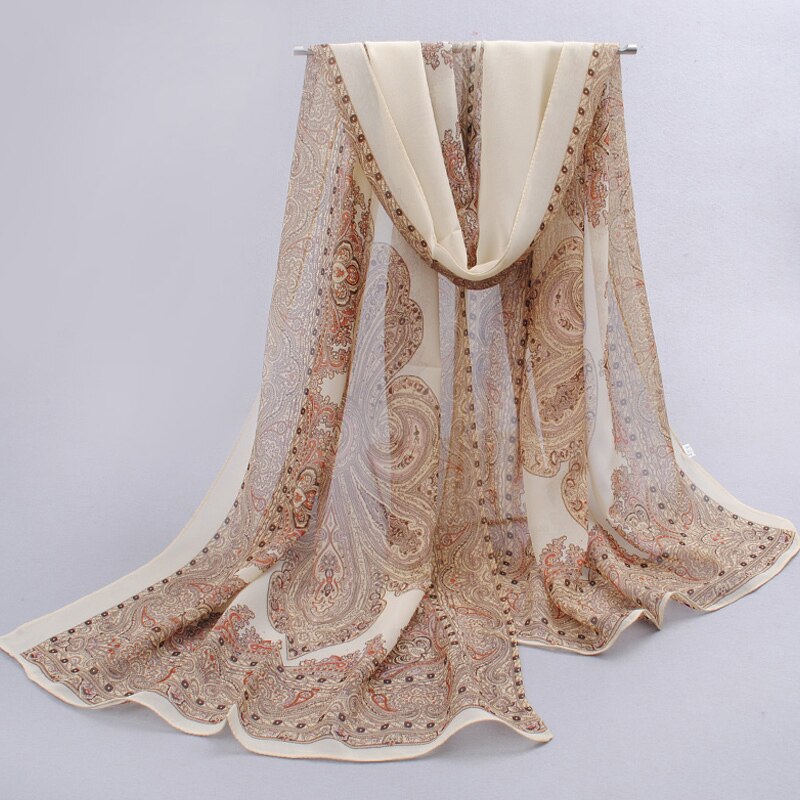 Pashmina kvinner skjerf floral sjal kappe silke chiffong polyester tippet lyddemper skjerf