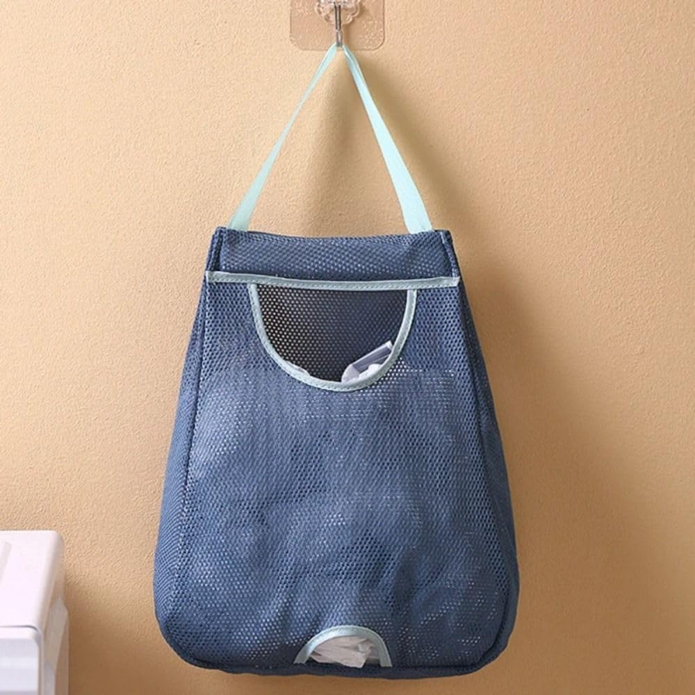 Soporte de bolsa de plástico, dispensador de bolsas de basura, bolsas de plástico para comestibles, soporte grande para bolsas de comestibles, almacenamiento colgante de malla transpirable