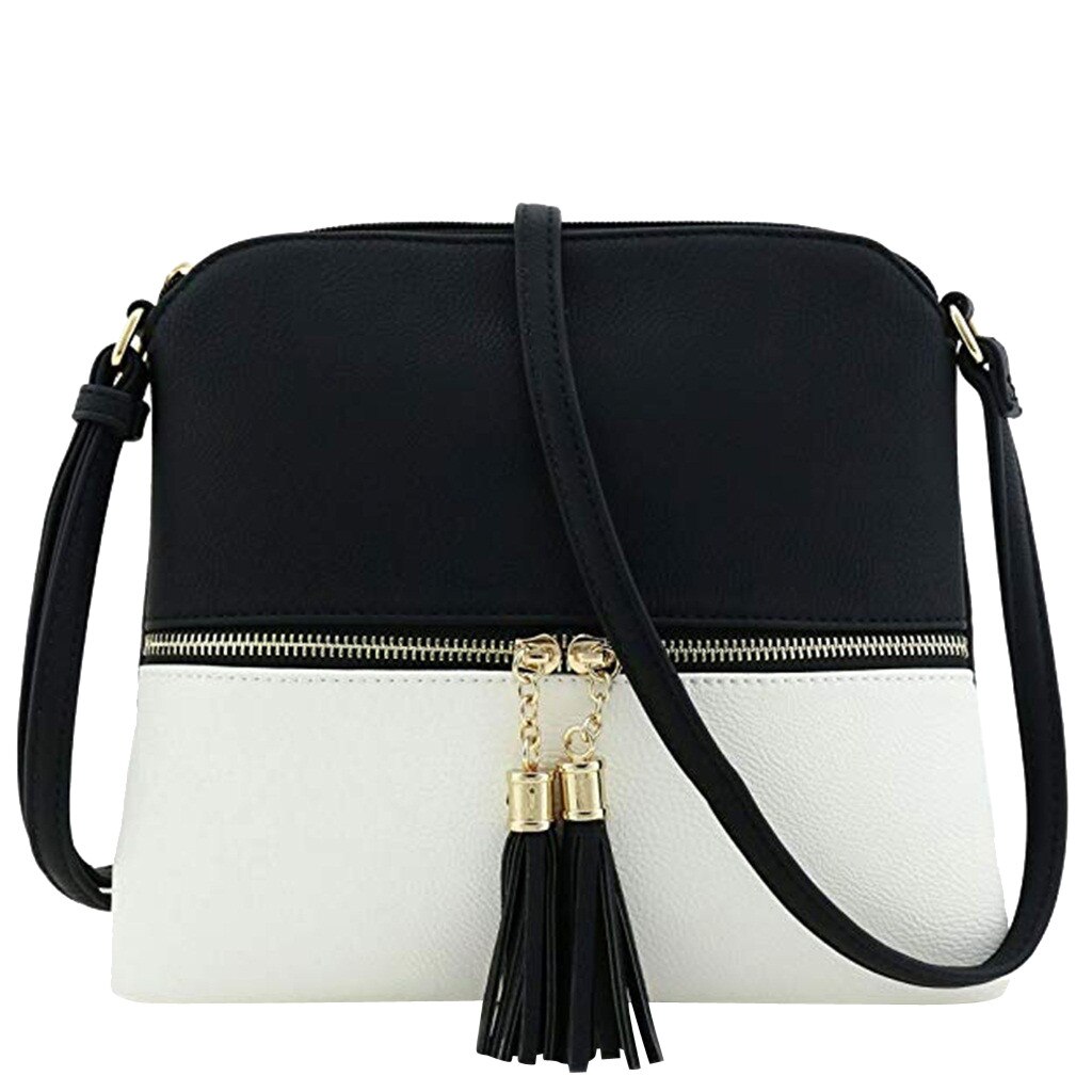 Women Leather Crossbody Bag Casual Handbag Female Tassel Shoulder Bags Ladies Zipper Flap Messenger Bag Phone Purse Torebka