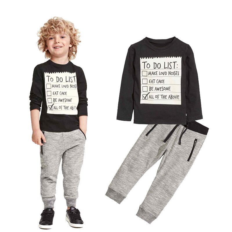 Casual Kids Jongens Kleding Sets Baby Boy Kleding Lente Herfst Katoen Lange T-shirt + Broek 2 Stuks Past voor 3-7T: 3T