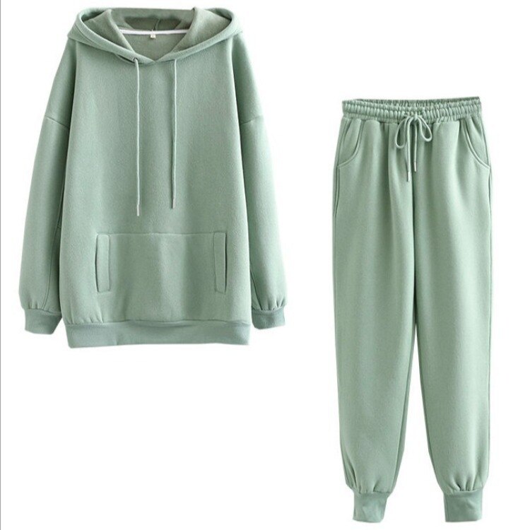 Toppies Autumn Winter Fleece Hoodies Two Piece Set Womens Tracksuits Jogger Pants thick warm clothes