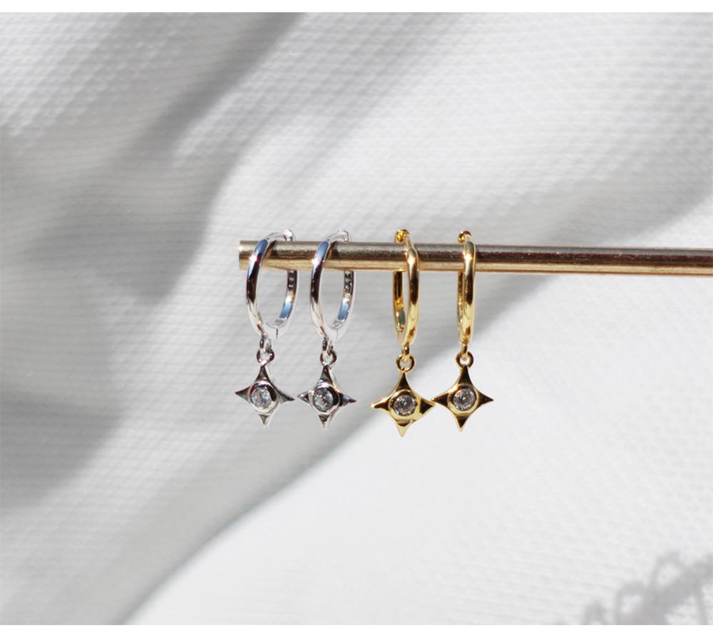 925 Sterling Zilveren Oorbel Mode Zirkoon Geometrische Diamant Korte Hanger Ear Ring Oor Bone Zoete Trend Vrouwelijke Oor Sieraden