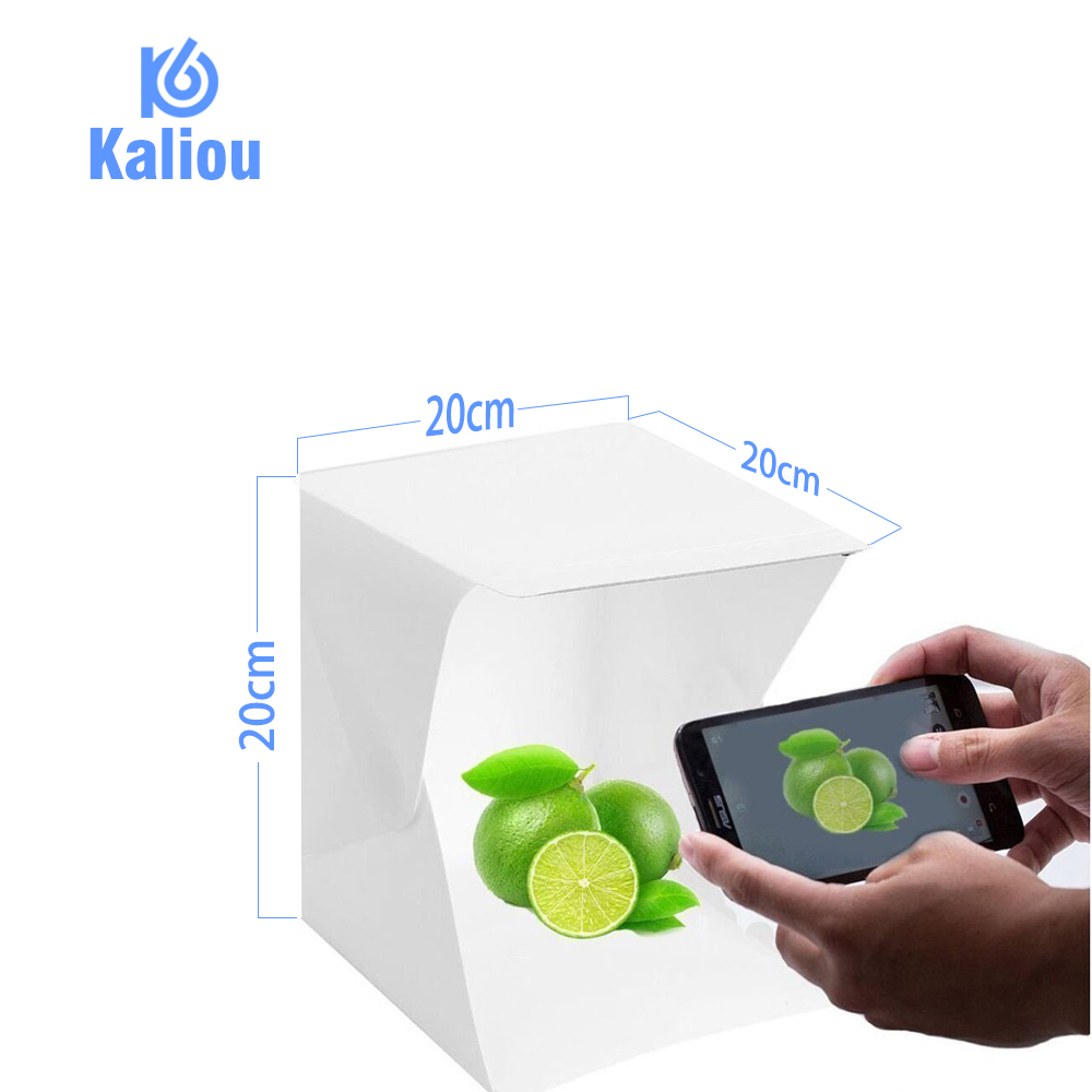 Kaliou Tabletop 20*20 cm LED Licht Mini Foto Kasten Schießen Licht Kasten Softbox Zelt Leuchtkasten Weiche Kasten Zubehör leuchtkasten