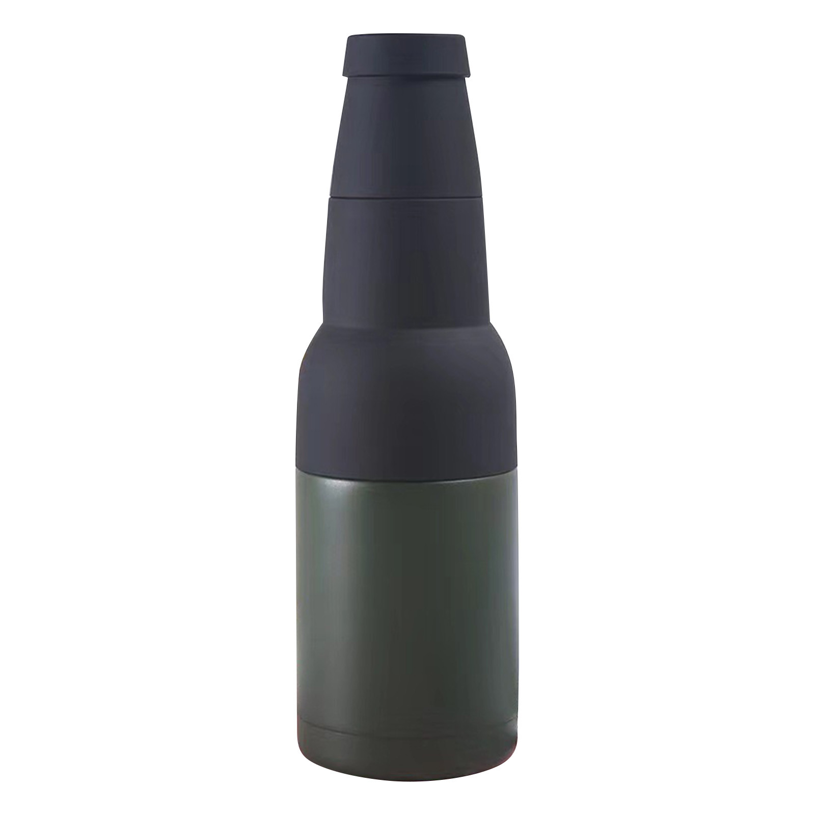 Mangas enfriadoras de botellas de cerveza, aislador de lata de doble pared de acero inoxidable, soporte de botella de cerveza aislado, 12oz: Verde militar