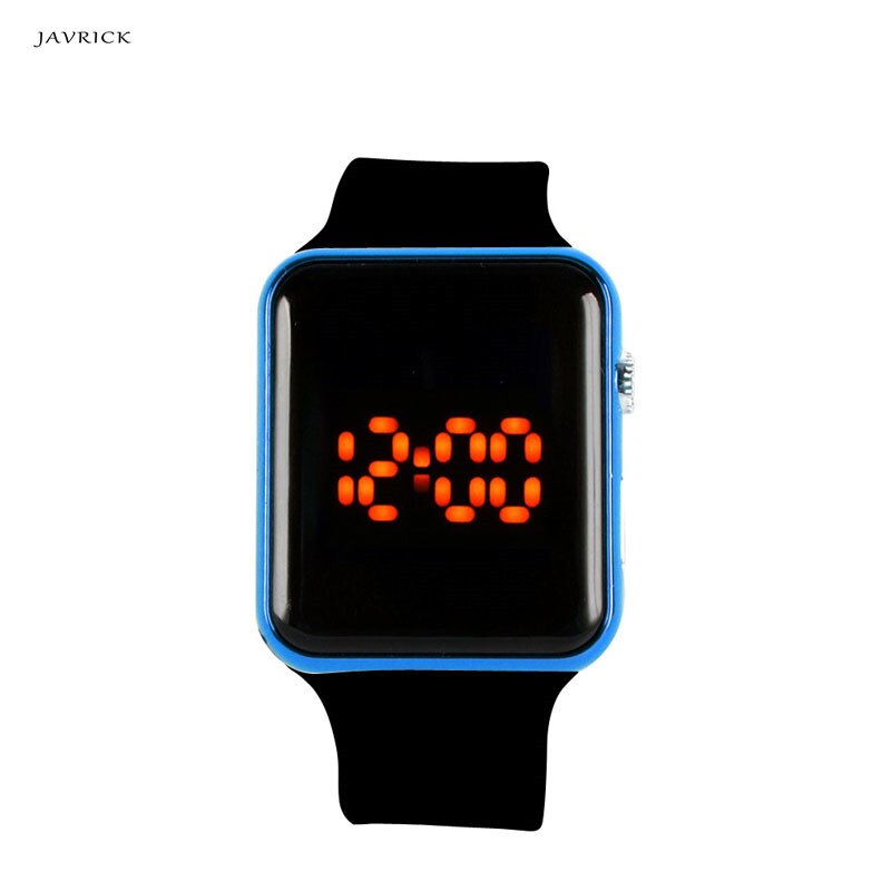 JAVRICK Mannen Vrouwen Siliconen LED Sport Horloge Digital Armband Unisex Horloges Zwart: Blauw
