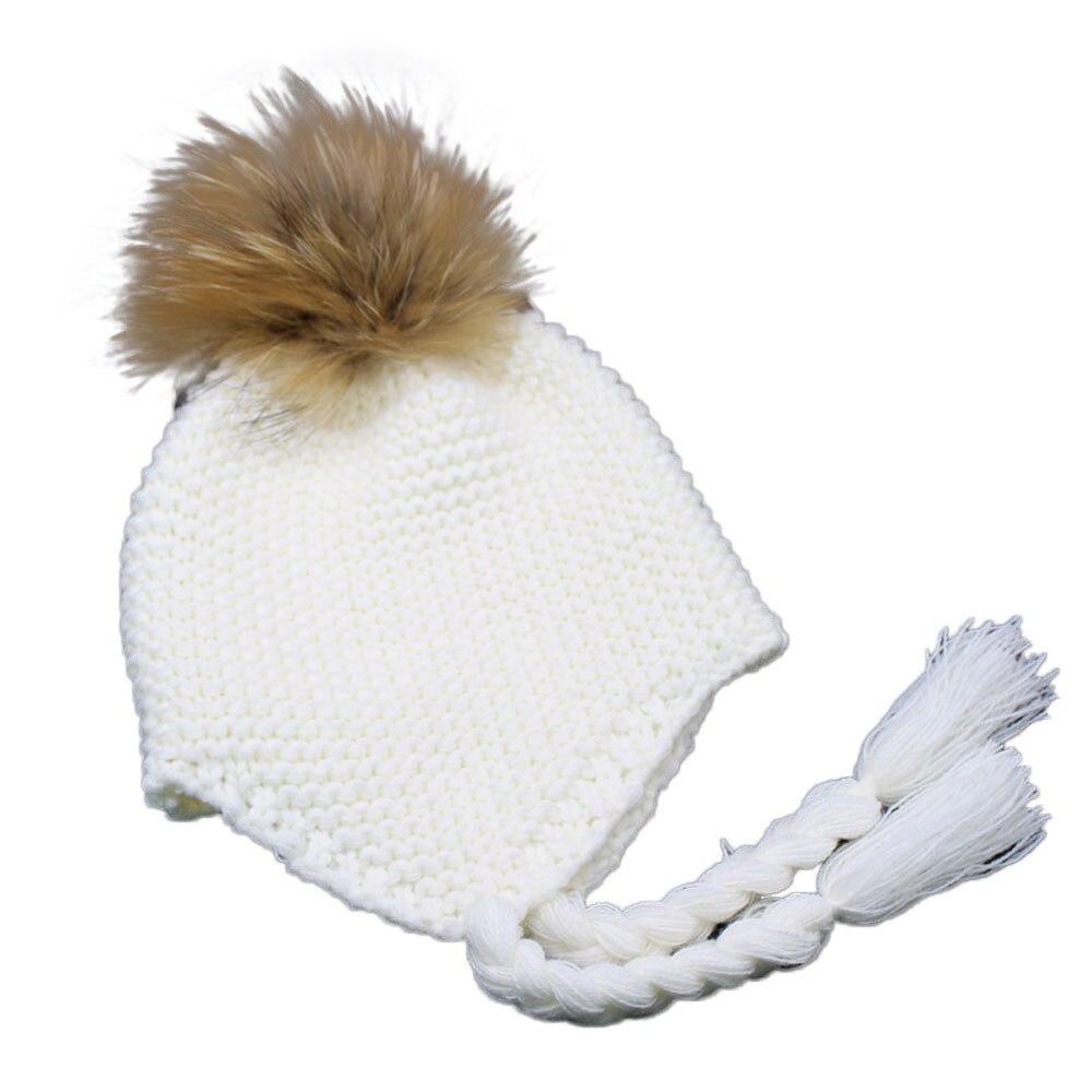 Småbørn baby høreværn strikket varm vinter spædbarn dreng pige hue hat: Hvid