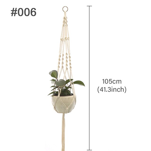 Colgador de macramé hecho a mano para plantas, maceta de flores, colgador para decoraciones de pared, Patio, jardín, cesta colgante: 2