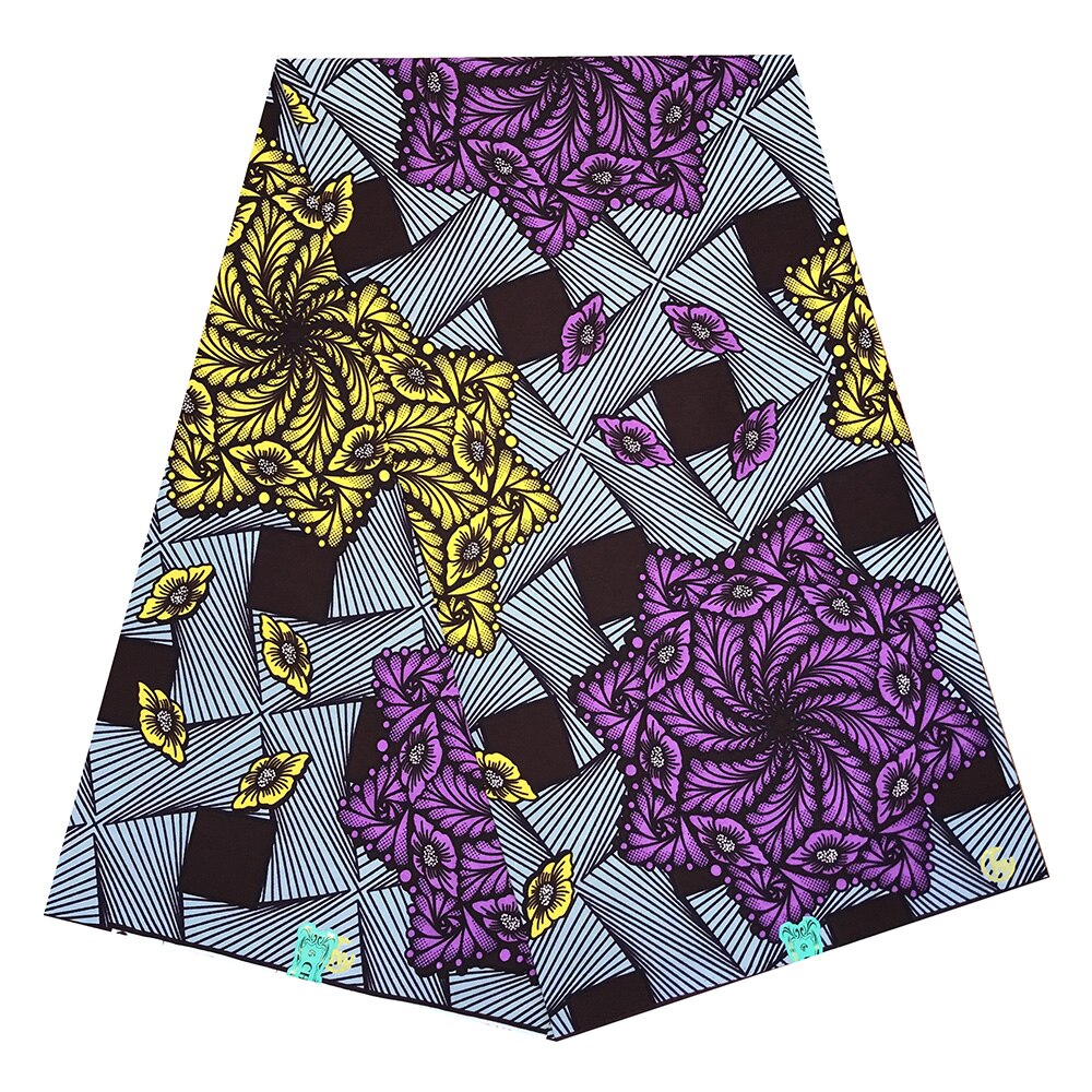 Tecido de cera real nigeriano para as mulheres ancara cera 100% algodão impressão tecidos de cera pagne 6 jardas vestido africano: color5