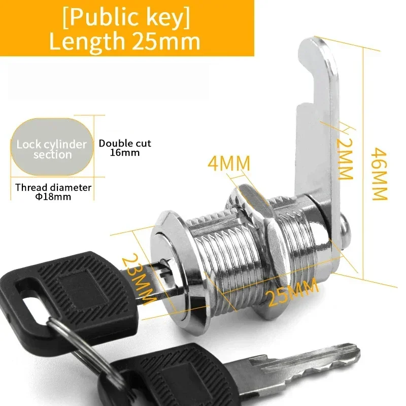 Cam Lock Security Lock 16-35mm Cabinet Cam Lock Door Barrel Drawer Filing Cabinet Post Mail Box Furniture Locker Cupboard 2 Key