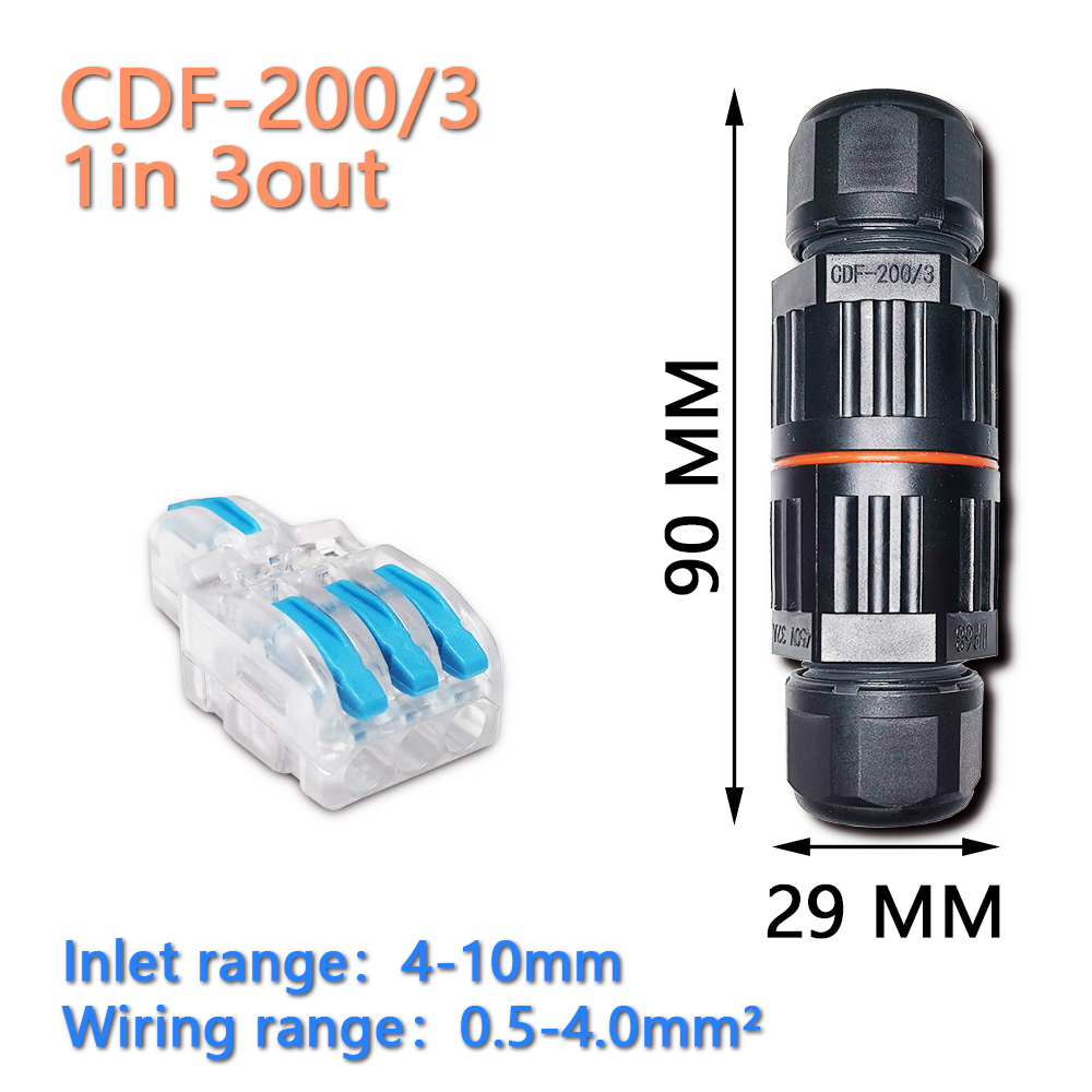 IP68 Quick Push in Terminal block Conductor Connector Electrical Waterproof Connector Wire Cable 2/3/5 Pin Outdoor Plug Straight: IP68 F13BT