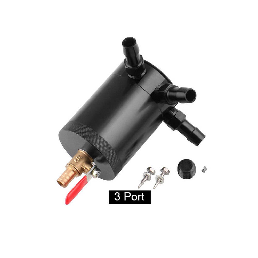 Oil Catch Can For 2/3 Ports With Removable Valve Fuel Oil Separator 400ml Black Sealed Repairable Aluminum Alloy Oil Catch Can: black