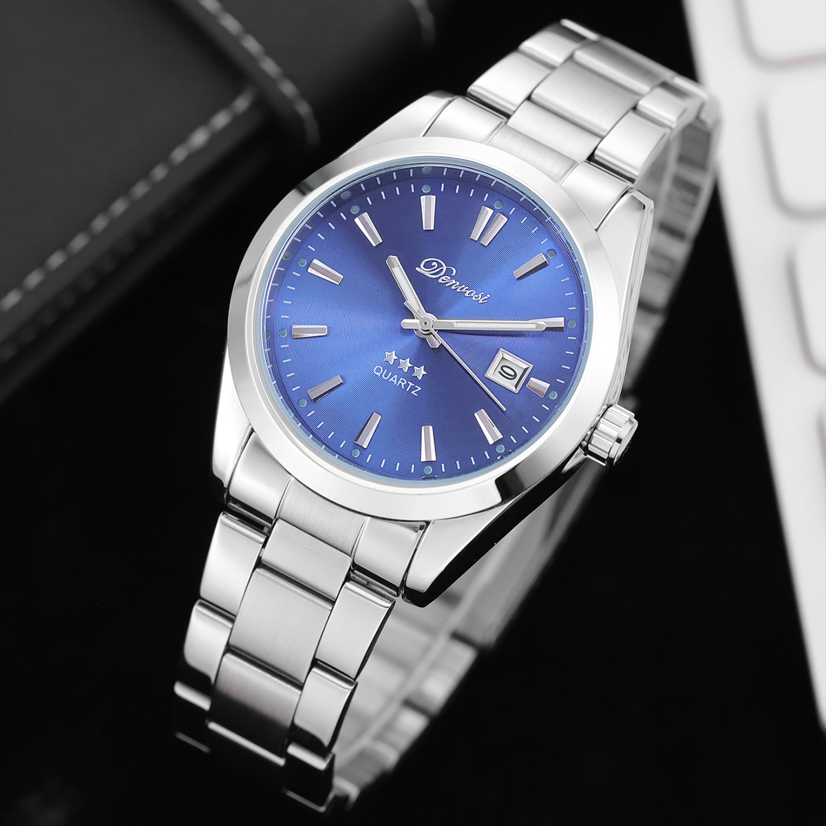 Denvosi Reloj de cuarzo luminoso resistente al agua para hombre informal de Simple: Azul