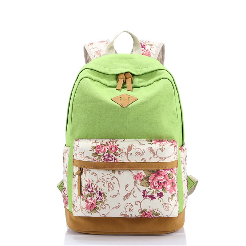 Scione canvas dames schooltas rugzakken voor meisjes mochila escolar bloemenprint computer laptop rugzak schoolrugzak  p112: Groente