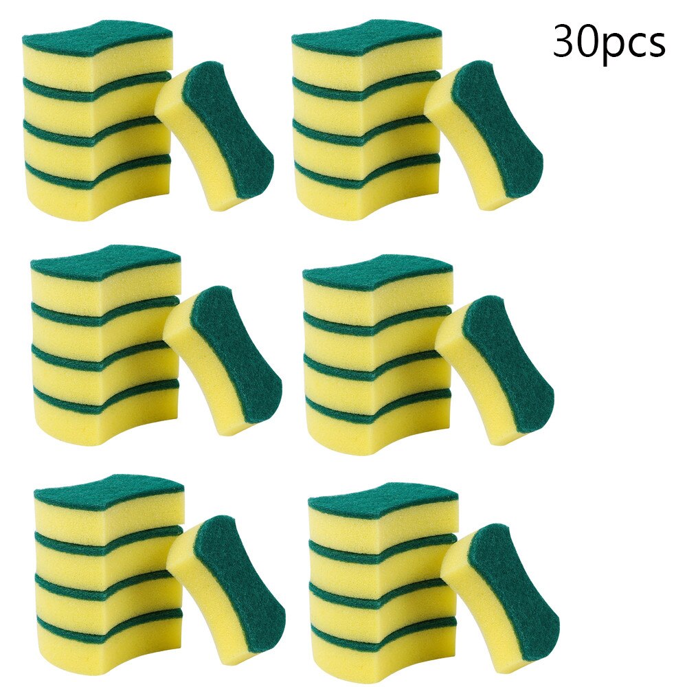 30pcs Double-sided Decontamination Cleaning Dishwashing Sponge Kitchen Nano Clean Rub Pot Rust Focal Stains Sponge Removing Kit: B