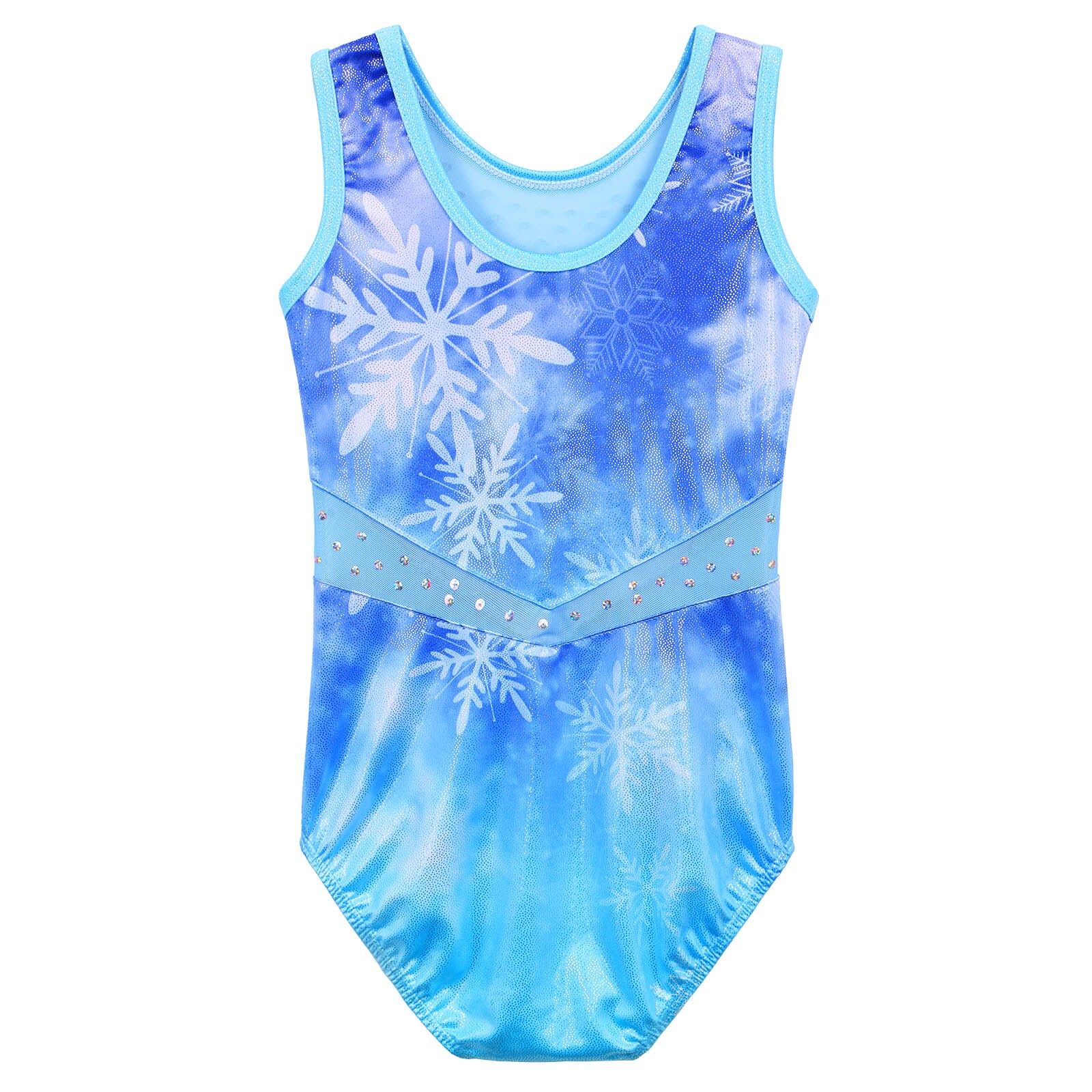 Blue Rhinestone Snowflake Gymnastics Leotard