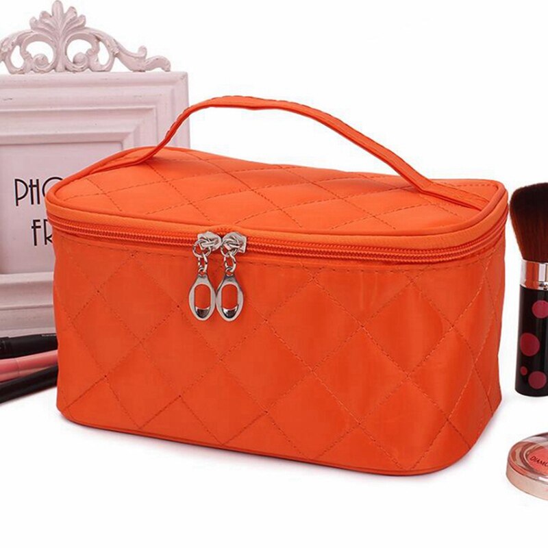 Kvinder rejser kosmetiktasker diamantgitter lynlås mænd makeuptasker arrangør skønhed toilettaske badevask makeup kits etui: 2