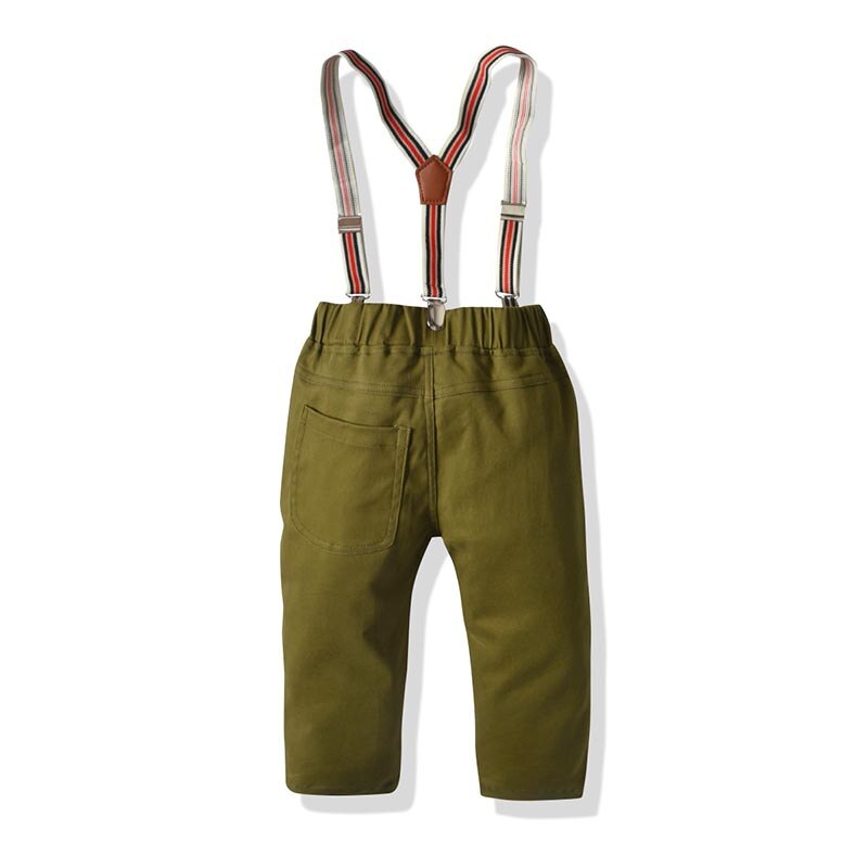 Conjuntos de ropa de caballero para niños, camisas de manga larga con estampado a cuadros, pantalones de un solo pecho, trajes para niños, 2 uds.