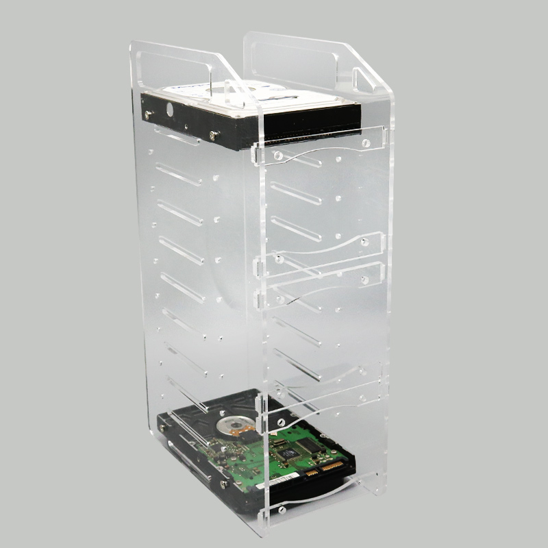 support de disque dur en acrylique, étagère transparente pour ordinateur de bureau, boîte de rangement externe pour disque dur HDD: 10 bays No fan
