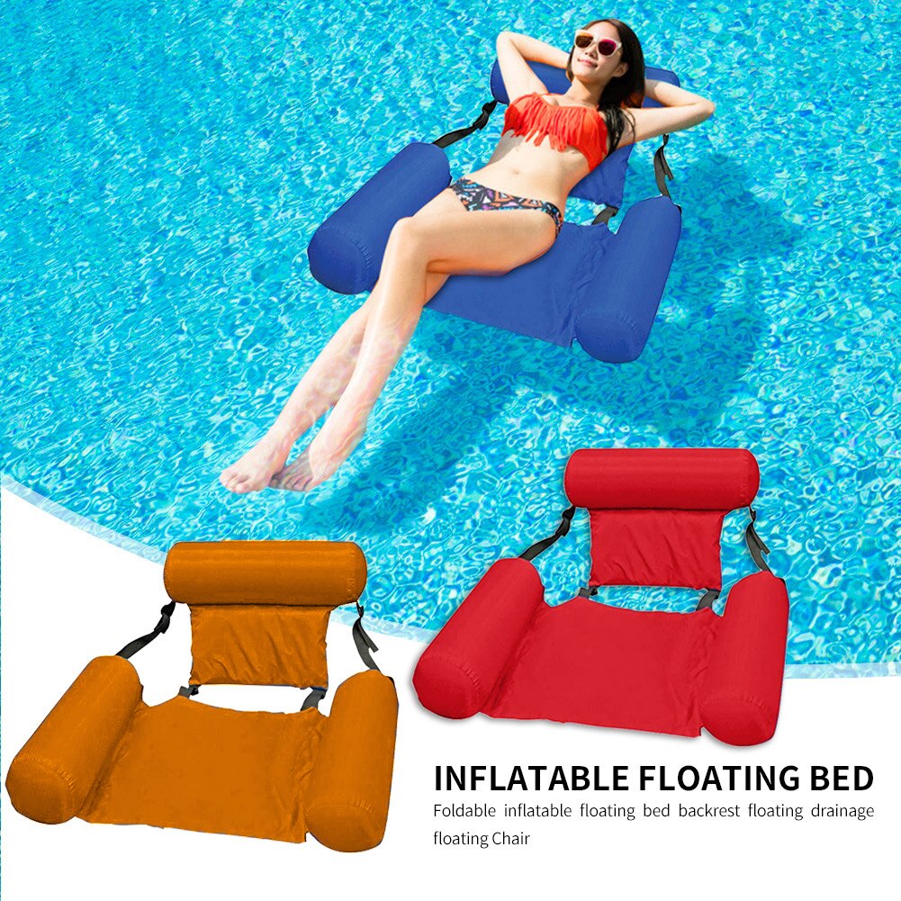 Tumbona de aire plegable para deportes acuáticos, silla hamaca inflable de PVC con respaldo, fácil de llevar, para playa, piscina, Verano