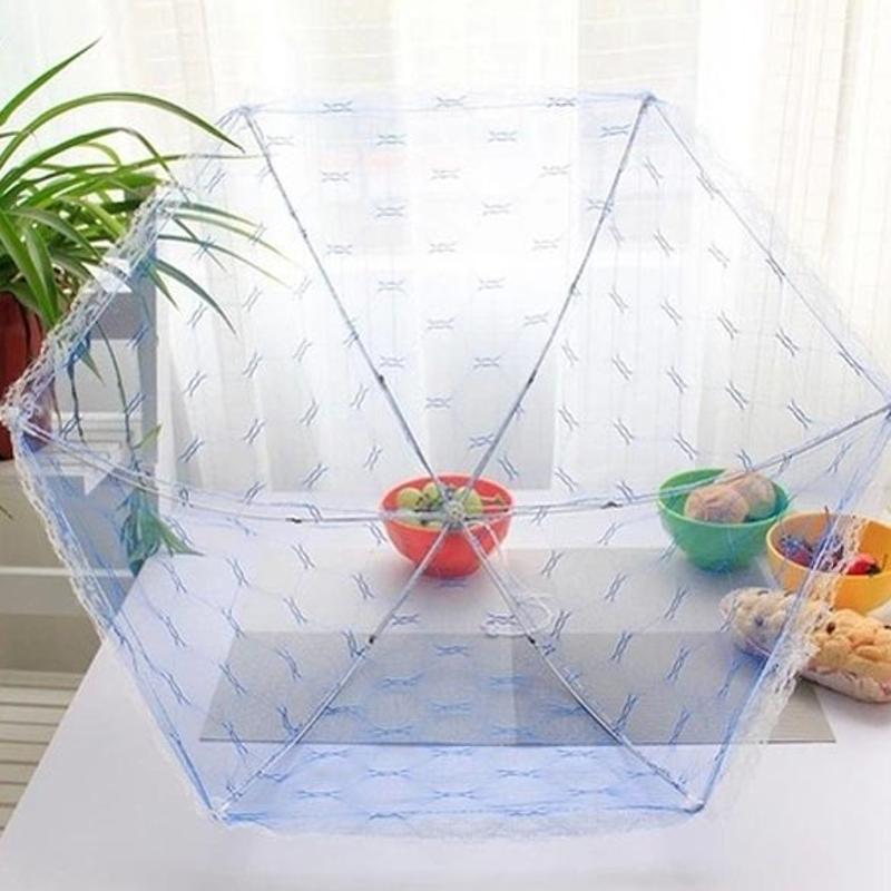 Hexagon kant voedselhoes paraplu stijl anti-muggen maaltijd tafel gaas hoes: 35cm