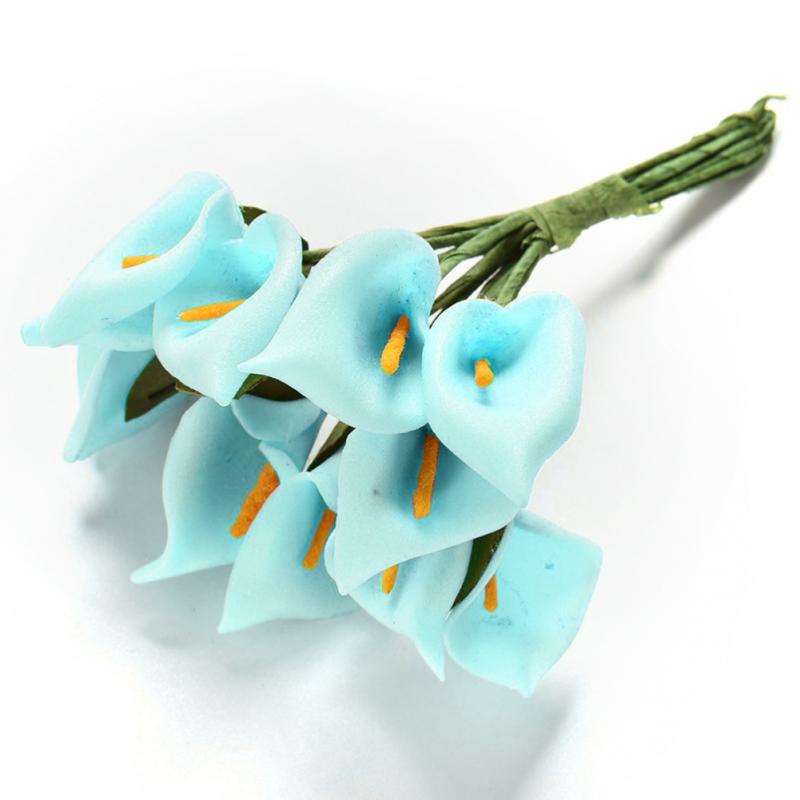 12pcs hoofd/set Kunstmatige Bloemen 8 Kleuren Calla Bridal Bruiloft Decoratie Boeket Hoofd PE Real Touch Kunstmatige bloem