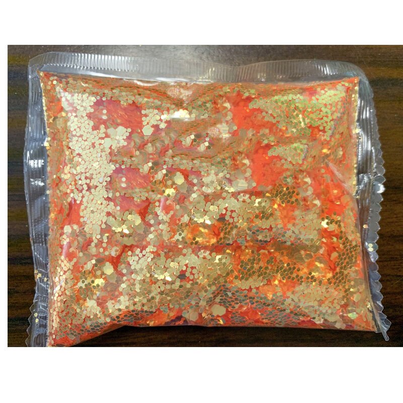 1.76 oz påsar chunky till fin / lös glitter orange / guld glitter mix "pumpa spice", nail art glitter, löst glitter,