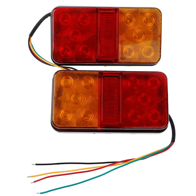 100 SMD Leds KYYET LED Achterlichtset Voor Vrachtwagen/Aanhanger – Rood/Geel, Sequentieel Remlicht (2 Stuks) KYYET Sequentiële Remlichten Rood Geel