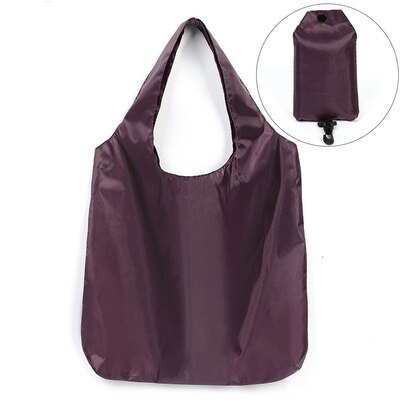 effen kleur grote capaciteit supermarkt opvouwbare boodschappentas opbergtas licht draagbare met groene zak boodschappentas: purple