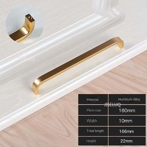 Moderne garderobehåndtak 64mm/96mm/128mm/160mm/192mm solide/hule aluminiumshåndtak kjøkkenmøbelhåndtak skuffhåndtak: Lys gul