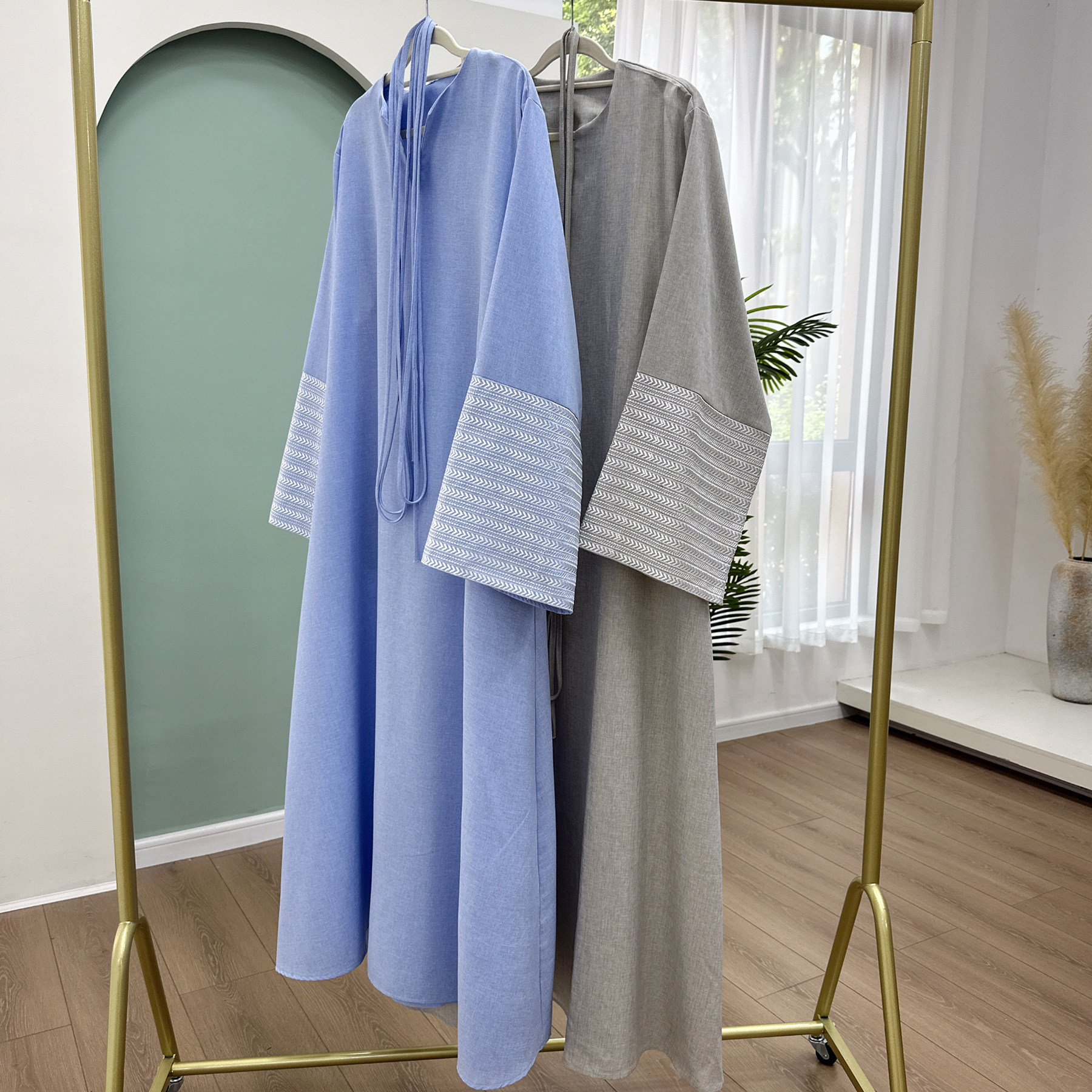 Caftán de de Dubai para mujer, vestido bordado , Burqa musulmán Abaya con cinturón, bata árabe para damas, vestido islámico de manga larga