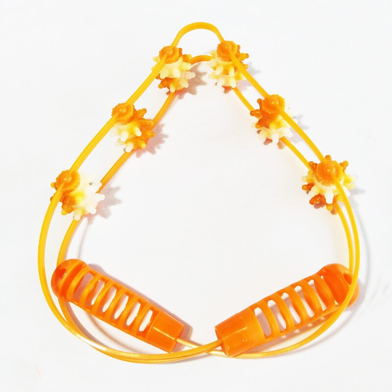 Hand-held 3-bead 6-Roller Pull Back Roller Massage Back Massager Tickle Stick Back Acupressure Relieve Fatigue Relaxation Tool: Orange-2-bead
