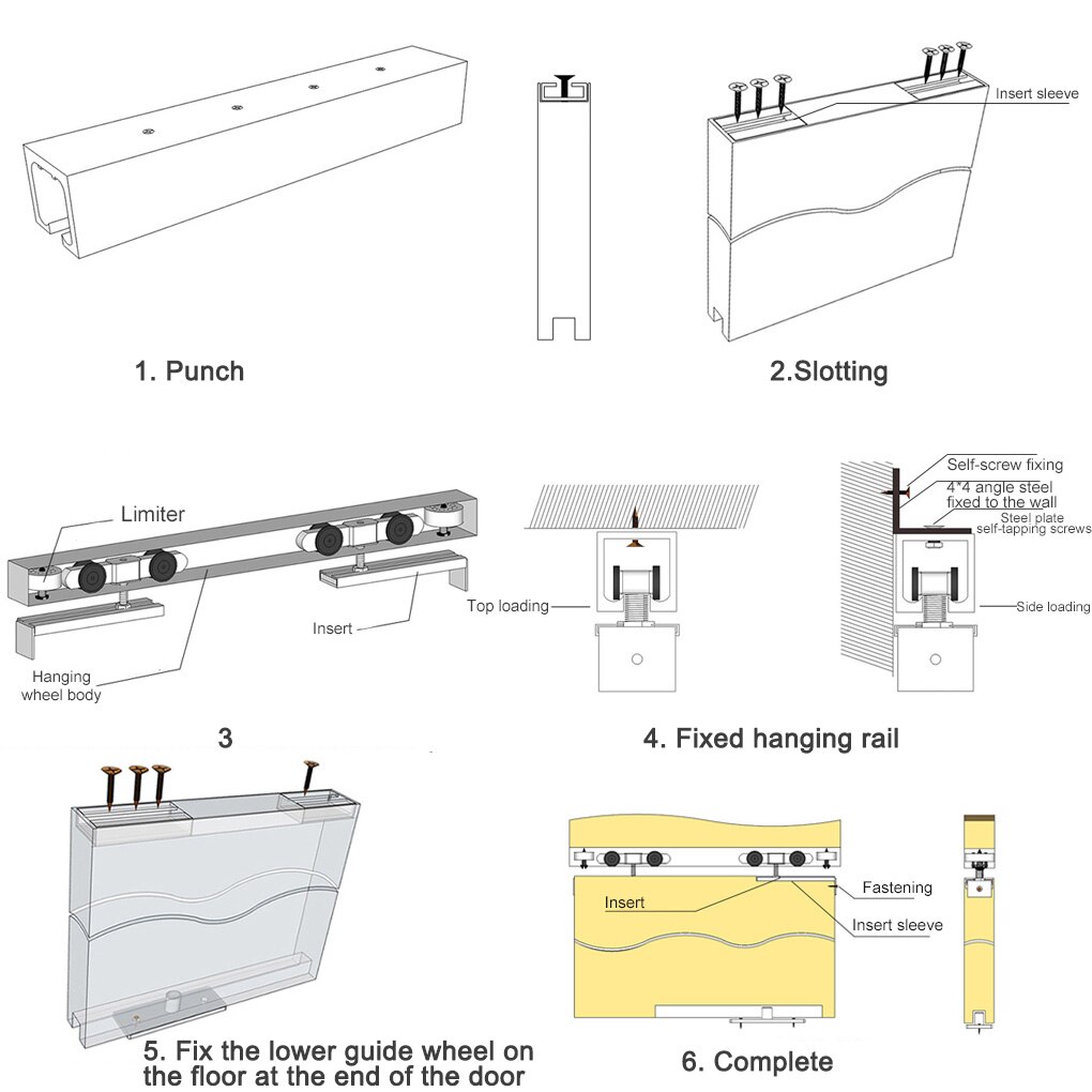 2pcs/set Sliding Door Roller Hardware Slide Doors Pulley 4/8 Wheels Home Room Wood Door Hanging Wheels Rail Track Pulley