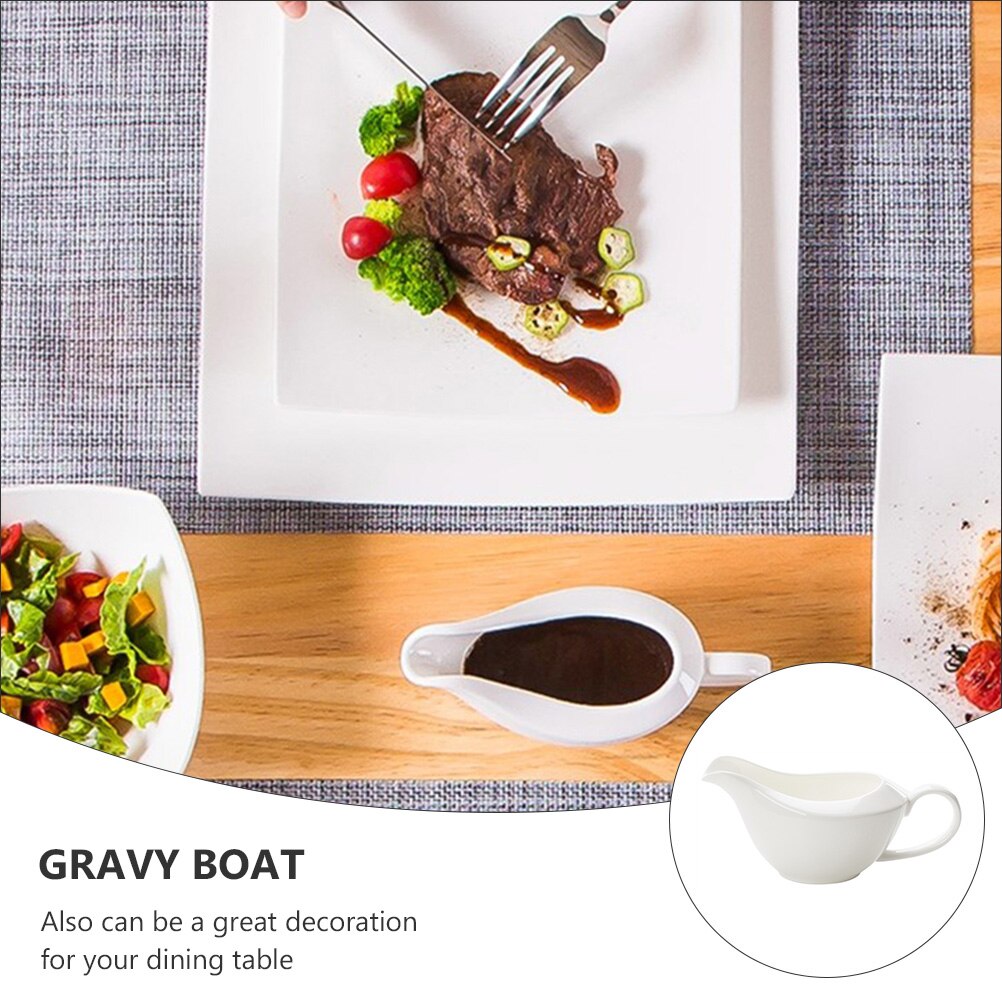 1pc Home Ceramic Gravy Boat Saucier Sauce Jug Seasoning Storage Container