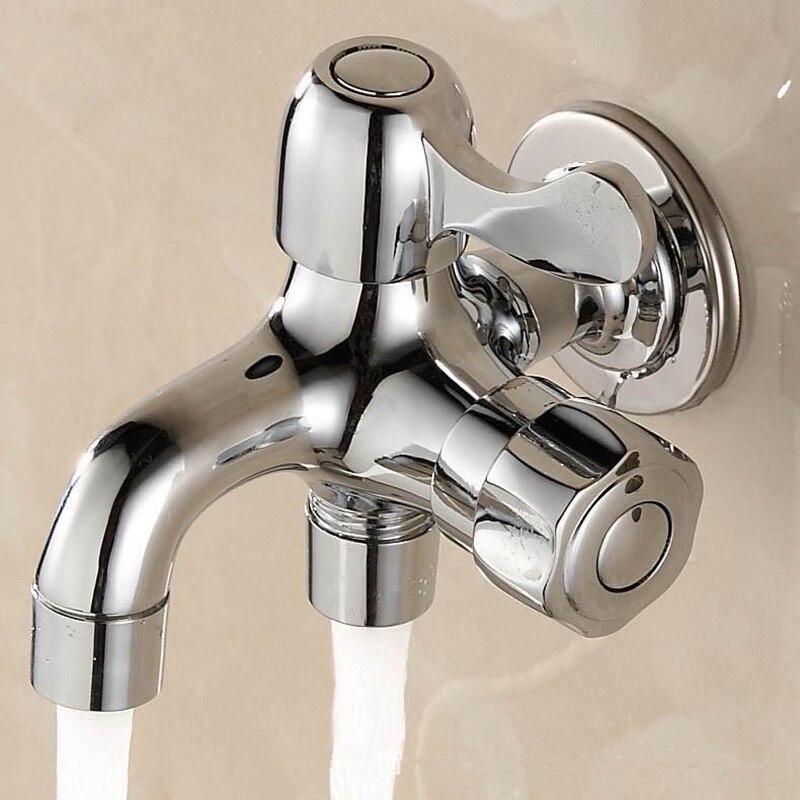 Washing Machine Faucets Chrome Copper Bathroom Wall Mounted Dual Control Single Cold Garden Bibcock Bath Toilet Mop Pool Taps: B