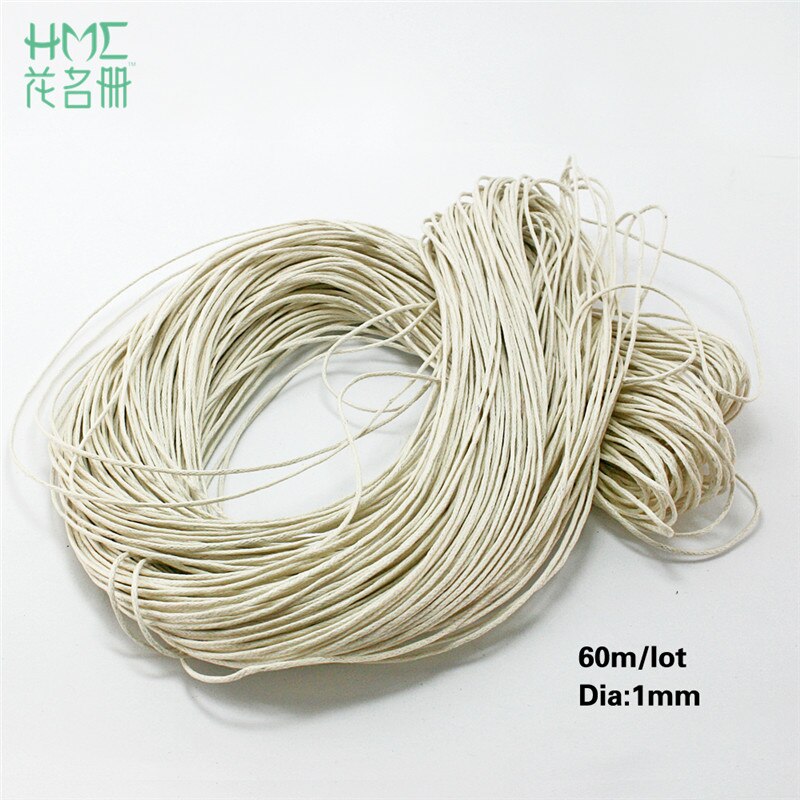 60m/lot 1mm Thread Cotton Waxed Cord String Strap Necklace Bead Rope for Sewing DIY Necklace Bracelet Jewelry Making: Ivory