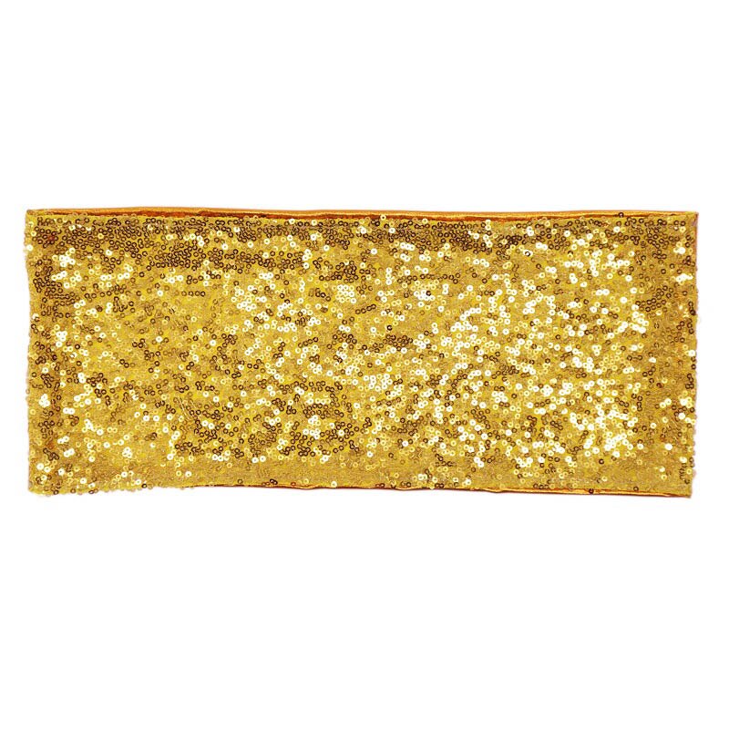 1 stk 34 x 15cm glitrende sølv guld pailletter stol sash bore krave spænde gør det selv bryllup banket hotel fest lycra stol bånd levering: Paillet guld