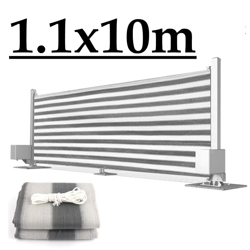 Grey Stripes Balcony Fence Screen Stair Rail Mesh Anti-UV Windproof Apartment Balcony Protection Terrace Shelter Privacy Net: 1.1x10m
