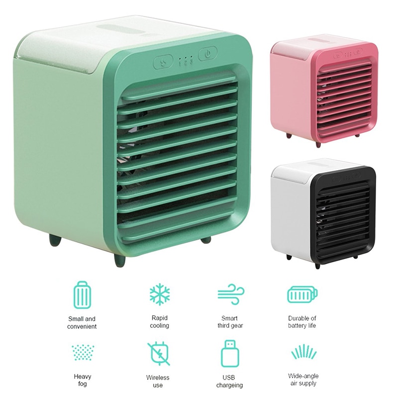 Thuis Mini Airconditioner Draagbare Luchtkoeler Ventilator Airconditioner Licht Desktop Air Cooling Fan Usb Persoonlijke Ruimte Koeler