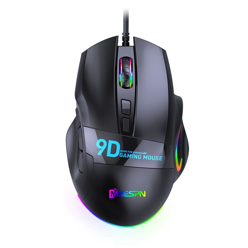 RGB Gaming Mouse Macro Programming 12000 DPI With One Click Desktop 9 Button Backlight USB Wired Ergonomics Mouse Gamer For PC: Default Title