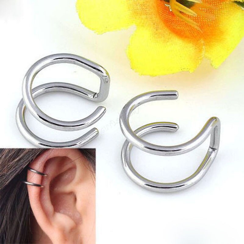 2 Pcs/set Punk Simple Ear Clip Cuff Wrap Earrings For Women Jewelry Clip-on Earrings Non-piercing Ear Cuff Eardrop