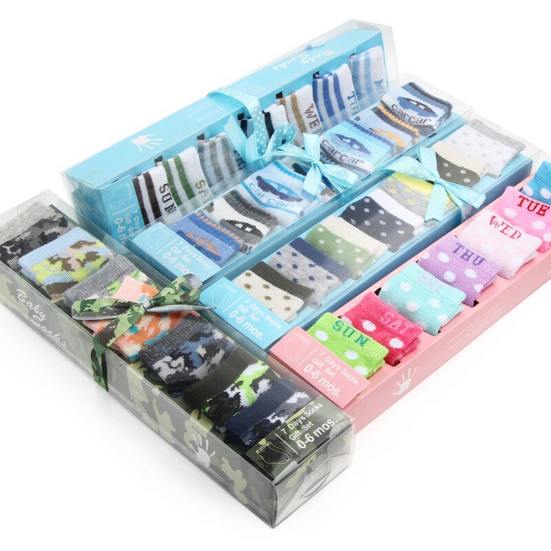 7 Pairs pasgeboren Baby Jongens Meisjes Boxed Sokken Unisex Baby Pasgeboren SocksIn Box Set Kids Baby Low Cut Katoen socksbaby sokken